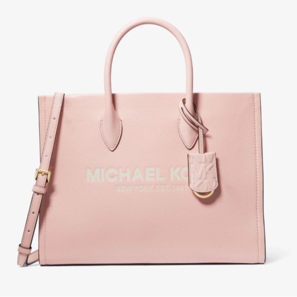 NWT! MICHAEL KORS MIRELLA MEDIUM TOTE LEATHER BAG PINK - Picture 2 of 15